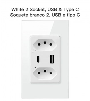 مقبس حائط واي فاي ذكي من TNCE البرازيل مع منفذ USB من النوع C ومنافذ تحكم فردية وشاحن سريع متوافق مع Google Home وAlexa