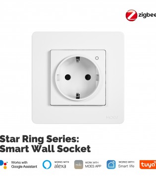 مقبس جداري ذكي MOES Tuya ZigBee لمراقبة الطاقة – تحكم صوتي وبتطبيق Smart Life متوافق مع Alexa وGoogle Home