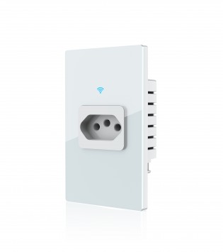 مقبس حائط ذكي Melery WiFi Smart Tuya البرازيل 20A بمراقبة الطاقة ولوحة زجاجية أنيقة متوافق مع Alexa وGoogle Home