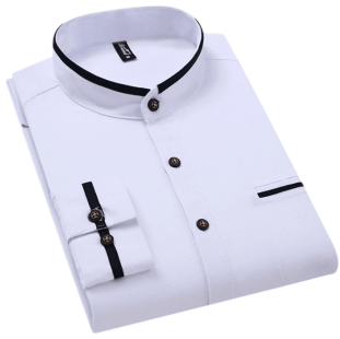 قمصان رجالي طويلة الأكمام أوفر سايز – قميص تصميم كوري عصري بطوق واقف وجيب أنيق