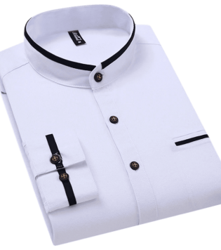 قمصان رجالي طويلة الأكمام أوفر سايز – قميص تصميم كوري عصري بطوق واقف وجيب أنيق