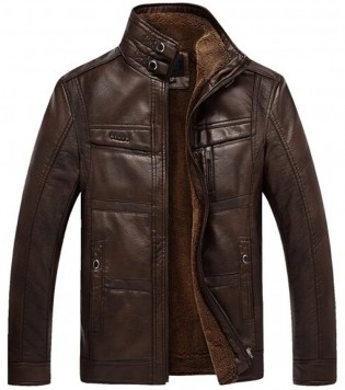 جاكيت جلد رجالي 2025 ماركة عالية الجودة | جاكيت بفرو داخلي وصوف شتوي أنيق للأعمال والكاجوال