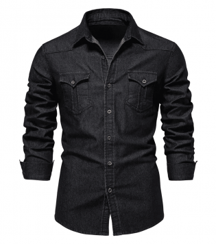 قميص جينز كاجوال عصري بأكمام طويلة وبتصميم عصري