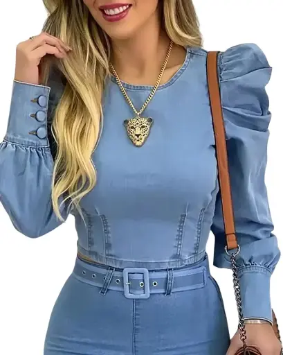 بلوزه قميص تصميم أنيق وخامة ناعمة بلوزات خروج أنيقة بأكمام منفوخة بلوزات قصيرة جذابة